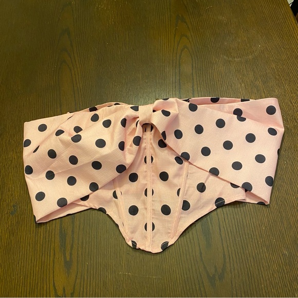NWOT PLT Pink Polkadot Off Shoulder Corset Top & Mini Skirt Size 6 - Picture 6 of 14